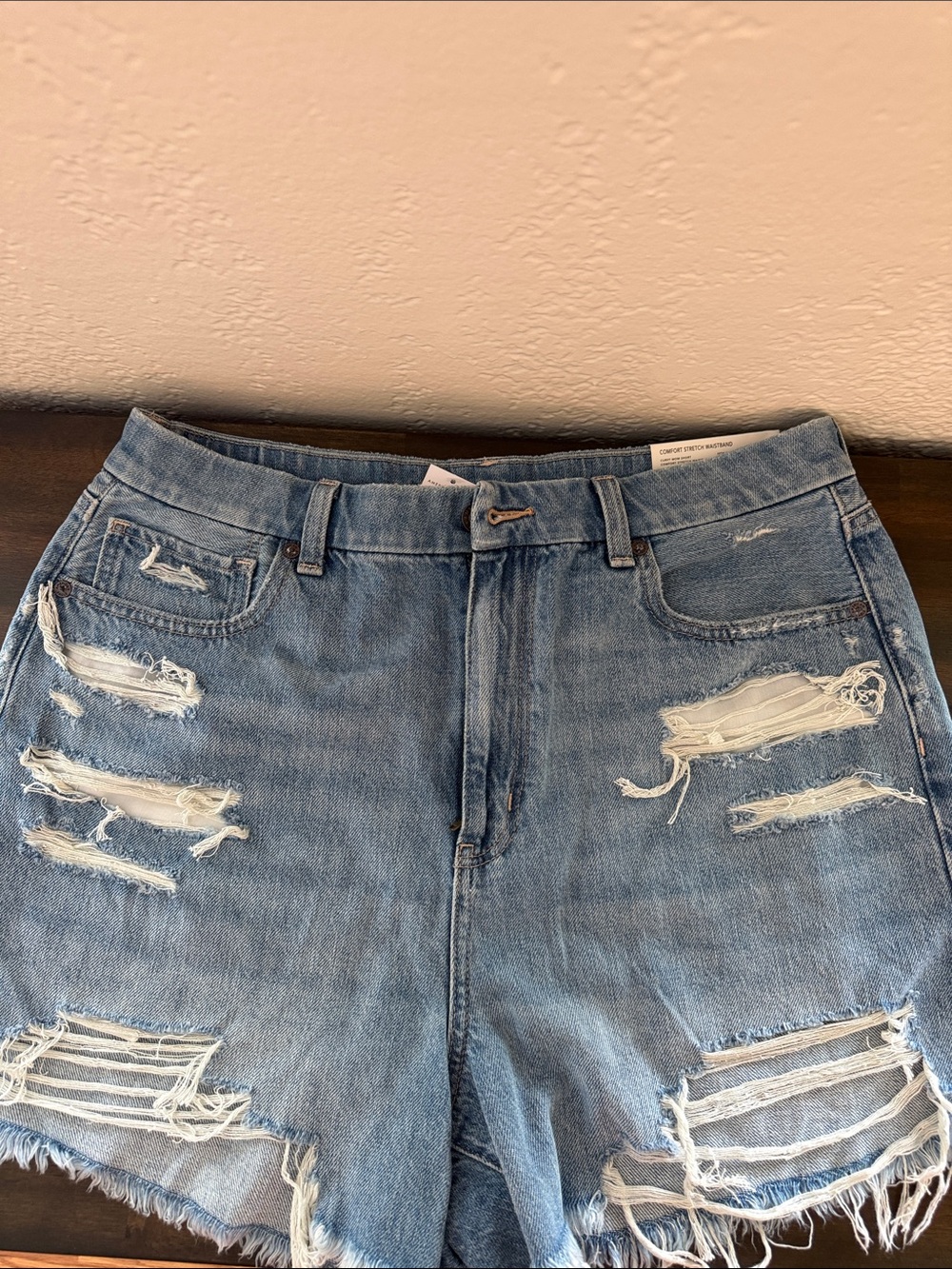 American Eagle Outfitters Light Blue Distressed Boyfriend Jeans Shorts